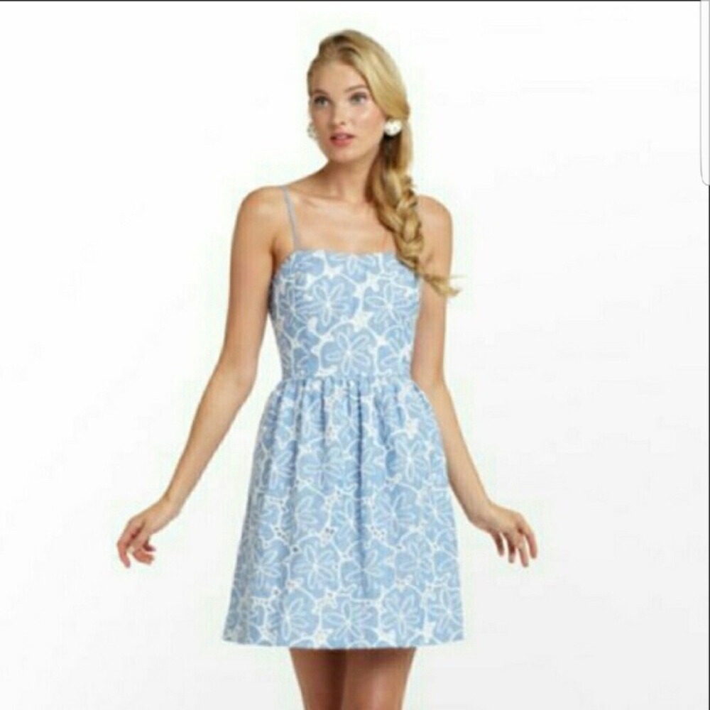 Lilly Pulitzer Blue and White Floral Dress
